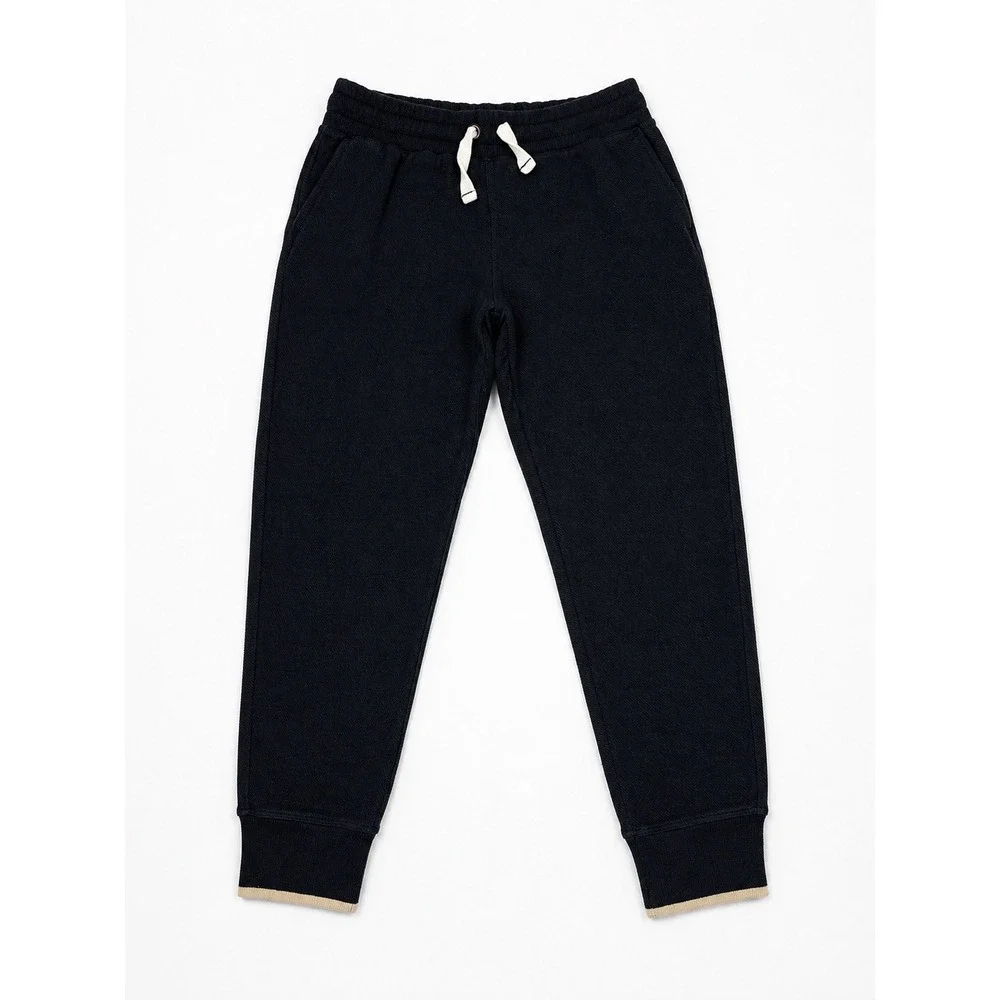 Faherty women's Navy Knit Jogger Pants Textured Drawstring Sweatpants Size L